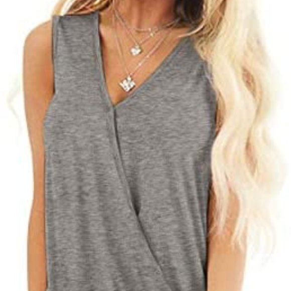 NSQTBA Tops - NSQTBA V Neck Wrap Tank Top, S